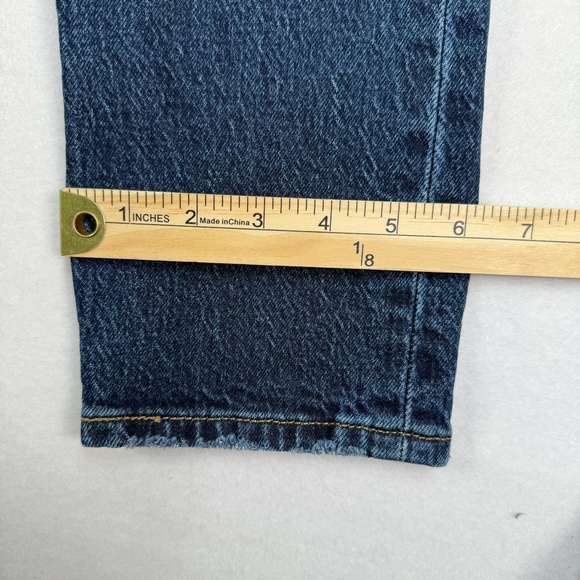 Levis 501 Straight Leg Jeans Size 29X28 Dark Wash Denim Button Fly Distressed - Picture 13 of 16